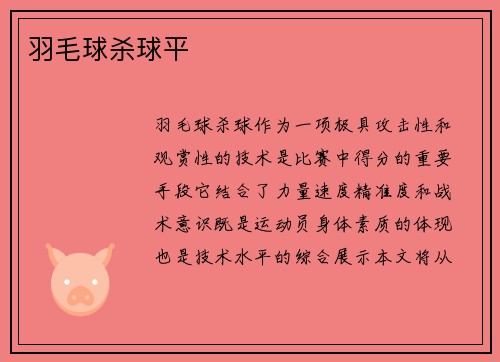 羽毛球杀球平